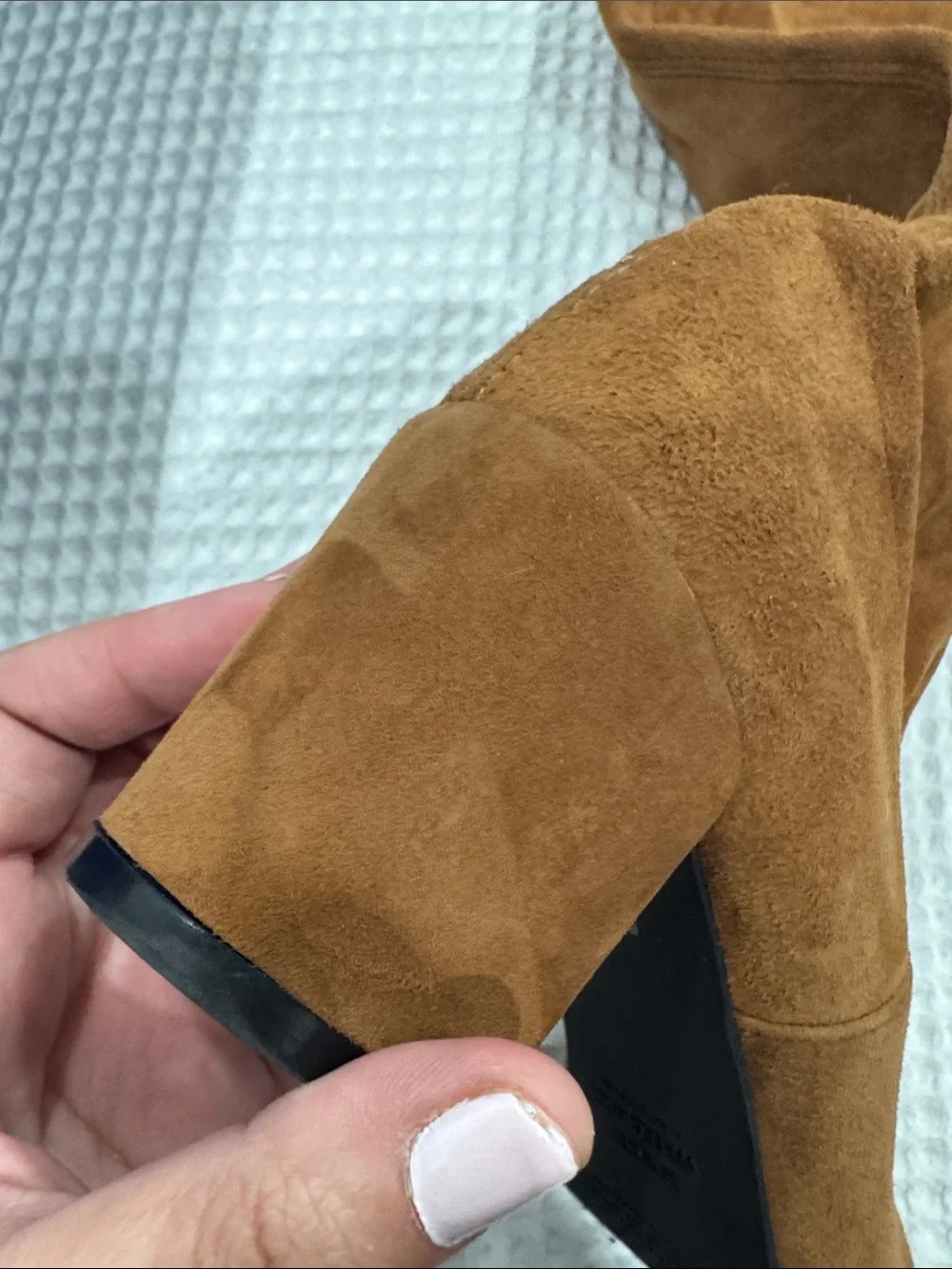 Stuart Weitzman Over-the-Knee Block Heel Boots in Brown Suede